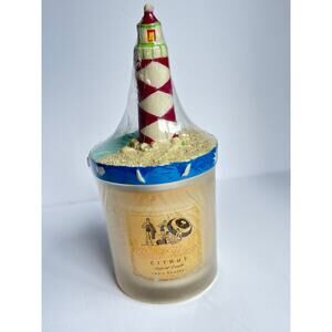 Two's Company Beach House Citrus Scented Candle Beach Lighthouse Candle Topper